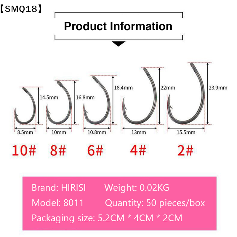 Hirisi 50pcs Boxed  Hooks Barb - Freshwater Fishing Kit 评论和价格
