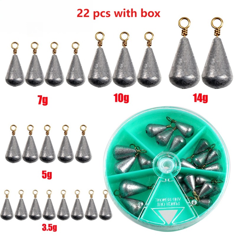 22Pcs with box Lead Fishing Si - Fishing Equipment Set 评论和价格