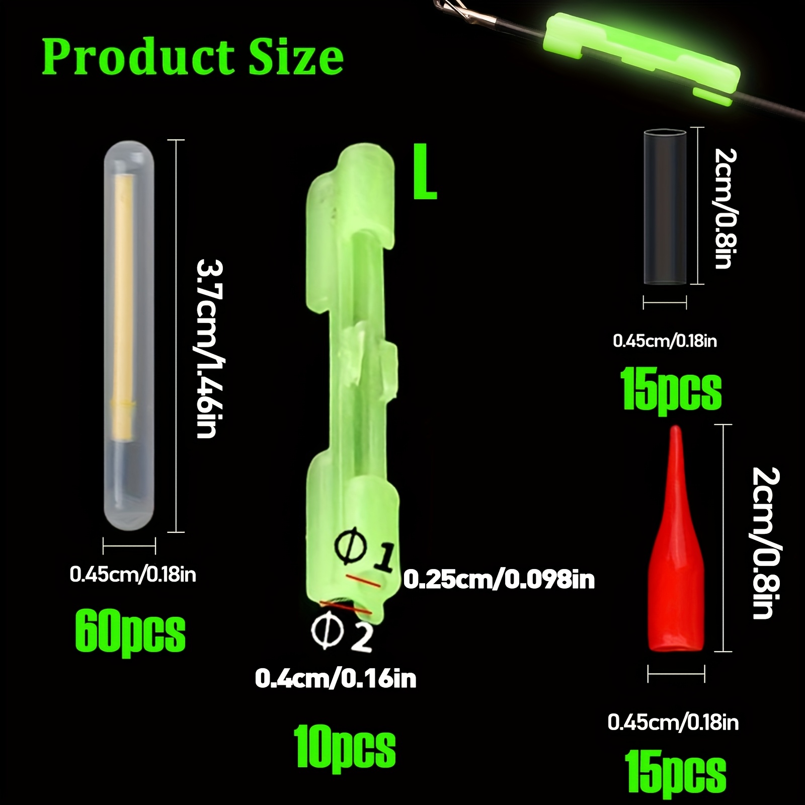 100PCS Fishing Glow Sticks Set - Fishing Bobber Float 评论和价格