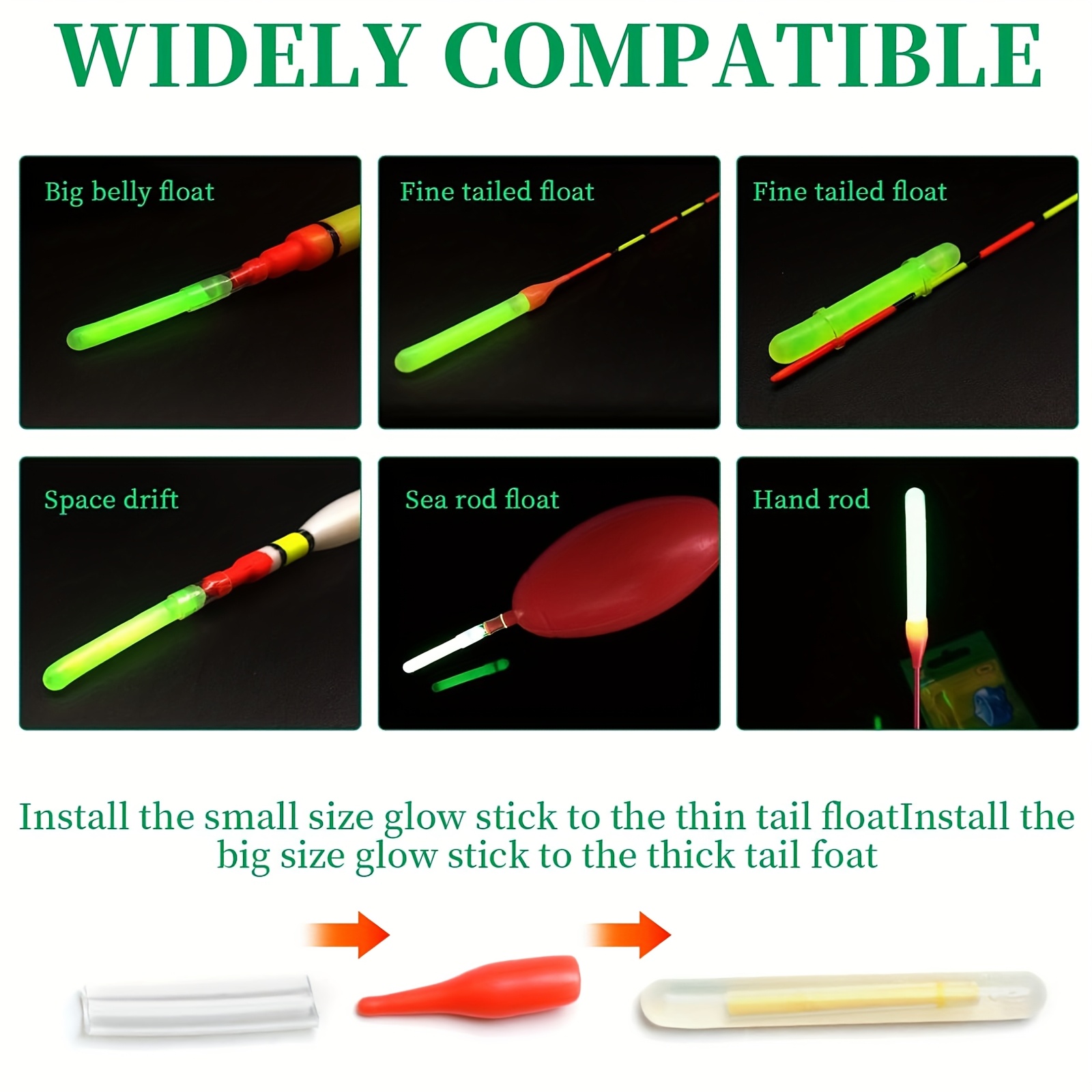 100PCS Fishing Glow Sticks Set - Fishing Bobber Float 评论和价格